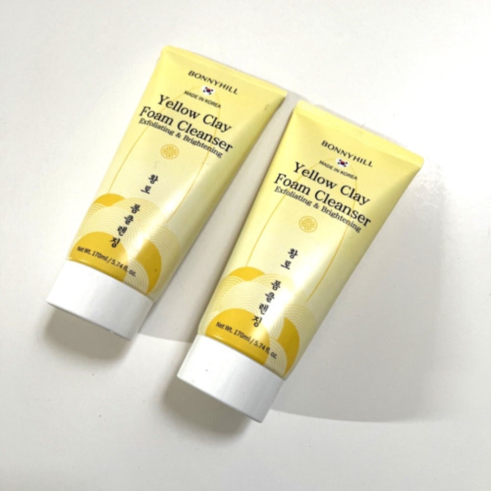 New Lot 2pc Korean BONNYHILL Yellow Clay Foam Cleanser 170ml Claryfing K-Beauty